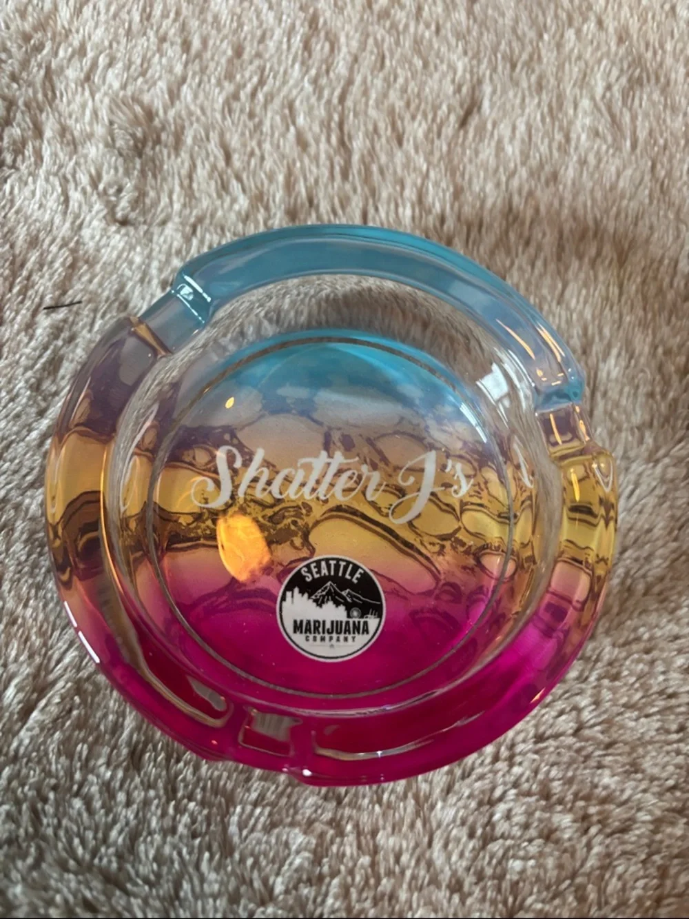 Shatter J's Multicolor Glass Ashtray by
